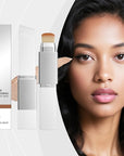 Blanc Cover Cream Stick,Korean Color-Changing Foundation Stick, Full Coverage Base Makeup, Dual-Ended with Detachable Brush for a Flawless Look (Dark Skin)