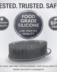 Avilana Silicone Body Scrubber – Gentle Shower Brush & Loofah Alternative- Food Grade & Lab Tested – Fast-Drying, Hygienic, BPA-Free Silicone Body Gentle Exfoliator (Gray, Exfoliate)