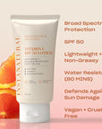 InstaNatural Skin Care Vitamin C SPF 50 Broad Spectrum Sunscreen Lotion, Brightening, Lightweight, Non-Greasy Moisturizer, UVA, UVB Sun Protection Sunblock, with Aloe Vera & Botanicals, 5 Fl Oz
