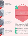Silicone Body Scrubber - Exfoliating Bath Brush and Skin Cleanser - Shower Sponge for Gentle Body Scrub and Wash - Silicone Scrubbing Care Tool for a Refreshed and Renewed You - Pink
