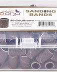 PANA 100 Pieces Nail Sanding Bands Professional Nail Manicure Great Fit for Nail Drill Bits for Acrylic Nails (80 Grit, Brown)