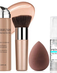 AirBrush Foundation Spray With Primer and Brush, Silky Mist Foundation Spray Makeup, Full Coverage Foundation for Smooth Radiant Finish, Formula Breathable Lightweight Hydrating(#1 Natural)