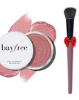 Multi Cream Blush & Blush Brush Set, Korean Makeup Blush for Cheeks, Multi-Use Face Balm, Lightweight & Hydrating, Blendable Color, Non-Greasy, Soft Bristles for Radiant Finish (Pink Sakura)