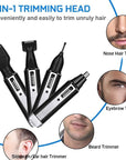 Nose Hair Trimmer for Women and Men, 4-in-1 Facial Hair Removal Trimmer Professional Eyebrow & Facial Hair Trimmer, Rechargeable Portble Waterproof Face Shaver Razor for Nose Ear Eyebrow Set