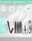Tweezers Set, Hyxhappy 9 pcs Professional Stainless Steel Tweezers Kit for Facial Hair, Great Precision Eyebrow Plucke Tweezer with Luxurious Travel Case for Daily Beauty Tools