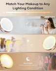 Makeup Mirror with Lights, 5000 mAh Rechargeable Double Sided Magnifying Vanity Mirror with 3 Colors, 1x/20x, 360° Rotation , Brightness Adjustable Magnification Lighted Makeup Mirror, Women Gift