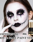 Matte White Face Body Paint Stick, Colored Professional Full-Coverage Oil-Based Cream Face Body Painting Stick, Eye Black Sticks for Halloween Cosplay Christmas Party, Foundation Makeup for Adults-01