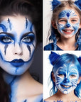 BADCOLOR 3PCS Blue White Red Face Body Paint Stick, Cream Blendable Eye Black for Softball Football Baseball Lacrosse American Flags, Professional Face Painting for Halloween SFX Independence Day