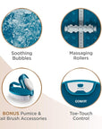 Conair Pedicure Foot Spa Bath with Heat reaching 104 Degrees, Massaging Foot Rollers, Soothing Bubbles, Pumice Stone and Nail Brush Included