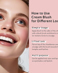 Multi Cream Blush & Blush Brush Set, Korean Makeup Blush for Cheeks, Multi-Use Face Balm, Lightweight & Hydrating, Blendable Color, Non-Greasy, Soft Bristles for Radiant Finish (Nude Gardenia)