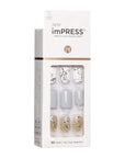 imPRESS Design, Press On Nails, Knock Out, Gray, Short, Size, Squoval, Shape, Includes 30 Nails, Prep Pad, Instructions Sheet, 1 Manicure Stick, 1 Mini File