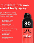 SPF 30 Antioxidant Sunscreen Body Mist, 6 oz - Lightweight, Water & Sweat Resistant, Vitamin C, Green Tea, Broad Spectrum, Vegan, Clean Ingredients, Dermatologist Tested, Non-Greasy, Made in USA