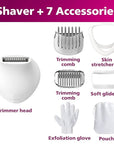 Philips Beauty Lady Electric Shaver Series 6000, Cordless with 7 Accessories, BRL146/00, White