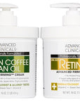 Advanced Clinicals Retinol Body Cream + Green Coffee Bean Oil Thermo - Firming Body Lotion 2pc Skincare Set For Women & Men | Body & Face Moisturizer Set Helps Improves Appearance Of Crepey Skin, 2PC