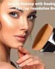 Foundation Makeup Brush Flat Top Kabuki Hexagon Face Blush Liquid Powder Foundation Brush for Blending Liquid, Cream or Flawless Powder Cosmetics with Bonus Protective Case (Black)