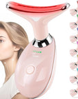 Facial Massager for Face and Neck, Red-Light-Therapy-for-Face and Neck, Face culpting Wand with 7 Color, at-Home Face Tool for Skin Care (Pink)