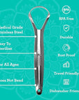 GuruNanda Tongue Scraper for Adults (2 Pack) with Travel Case, 420 Medical-Grade 100% Stainless Steel Tongue Cleaner, Aids in Fresh Breath & Oral Care