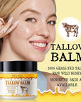 Whipped Beef Tallow and Honey Balm, Grass Fed Grass Finished Face Cream for All Skin Types - Grass-Fed Beef Tallow & Raw Wild Honey Blend - All-Natural Moisturizer for Face & Body, 2 OZ