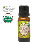 US Organic 100% Pure Eucalyptus Essential Oil (Radiata) - USDA Certified Organic, Steam Distilled - W/Euro droppers (More Size Variations Available) (10 ml / .33 fl oz)