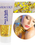 MEICOLY Gold Body Glitter,Yellow Face Glitter,Music Festival Outfits for Women,Hair Glitter Kids Halloween Makeup,Sparkle Face Body Glitter for Country Singer Concert,Mardi Gras Accessories