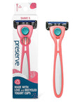 Preserve Shave 5 Five Blade Refillable Razor, Made from Recycled Materials, Coral Pink