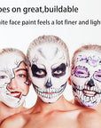 MEICOLY Clown White Face Body Paint Stick(1.06 Oz),Foundation Cream Makeup,Face Paint for Halloween Joker Zombie Vampire Skeleton Skull Special Effects Mime Makeup,White Eye Black Stick for Sports
