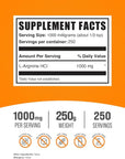 BulkSupplements.com L-Arginine HCl Powder - L-Arginine 1000mg, Arginine Supplement - Nitric Oxide Supplement, Nitric Oxide Powder - Pure & Gluten Free, 1000mg per Serving, 250g (8.8 oz)