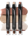 Classic 3PCS Neutral Eyeshadow Stick Makeup Set, Metallic Shimmer Matte Cream Eye Shadow Eyeliner Brightener Pencil Crayon - D1