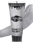 MEICOLY Metallic Silver Face Body Paint for Tin Man Makeup,2.37Oz Large Tube Water Based Full Body Paint for Adults and Kids,Pro Silver Face Paint for Halloween SFX Special Effects Cosplay Makeup