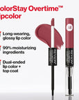 Revlon Liquid Lipstick with Clear Lip Gloss, ColorStay Overtime Lipcolor, Dual Ended with Vitamin E, 280 Stay Currant, 0.07 Fl Oz