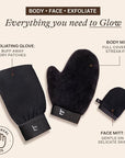 Self Tanning Mitt Applicator Set - 3 in 1 Ultra Soft Mitts, Exfoliating Glove, Face & Body Tanner Glove w/Thumb, for the Perfect Streak-Free Fake Tan, Velvety Soft Tanning Lotion Applicator, Reusable