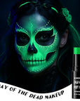 BOBISUKA Neon Green Face Body Paint Stick Water-Based Washable Glow In The UV Light Face Paint Makeup Stick for Halloween Witch Skull Robot Cyber Alien Cosplay SFX,Sports Eye Black & Costume Party