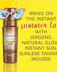 Jergens Natural Glow Instant Sun Body Mousse, Self Tanner for Deep Bronze Tan, Sunless Tanning Body Bronzer, Natural Looking Fake Tan, 6 Oz