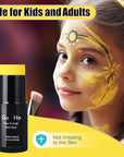 Go Ho Yellow Face Body Paint Stick,Washable Yellow Face Paint Stick,Non-toxic Full-coverage Cream Body Paint for Adults Children Halloween Cosplay SFX Makeup