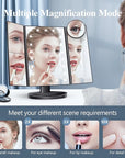 HUONUL Makeup Mirror Vanity with Lights, 2X 3X 10X Magnification, Touch Control, Trifold Mirror, Dual Power Supply, Gifts for Women, Wife, Mom, Teengirls(Black)