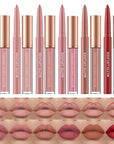BestLand 12Pcs Matte Liquid Lipstick + Lip Liner Pens Set, One Step Lips Makeup Sets Pigment Velvety Nude Lip Stain Waterproof Long Wear Lip Gloss Make up Gift Set (Set C)