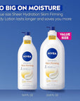 NIVEA Sheer Hydration Skin Firming Body Lotion with Q10 and Vitamin C, 72-Hour Body Moisturizer for Normal to Dry Skin, 33.8 Fl Oz Value Size Pump Bottle