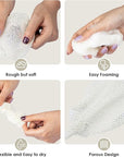 INNERNEED Food-Grade Soft Silicone Body Scrubber Shower Brush Handheld Cleansing Skin Brush, with Exfoliating Net Sponge Case (Pink Brush)