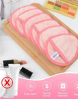 SINLAND Reusable Makeup Remover Pads For Face,Eye,Lips Microfiber Gentle Facial Cleansing Cloths for All Skin Types Friendly for Makeup Remover With Laundry Bag 5.1inchx3.93inch Pink Pack of 6