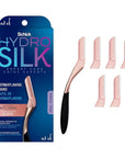 Schick Hydro Silk Dermaplaning Wand, Dermaplaning Tool for Face | Dermaplane Razor for Women Face, Eyebrow Razor, Peach Fuzz Remover, Includes 1 Weighted Metal Handle with 6 Refill Blades