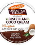 Palmer's Coconut Oil Formula Brazilian Coco Cream with Vitamin E, 8.8 Fl Oz, Whipped Bum, Bust & Body Cream, Helps with Skin Tightening & Firming