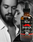 US Organic Beard Oil, 100% Pure, USDA Certified, Softens, shine, moisturizes, Amber Glass Bottle with Eye Dropper, 2 Ounce