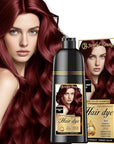 Hair Dye Shampoo 3-in-1 Vegan Color for Gray Hair - Ammonia-Free for Men & Women – Beard & Hair Coloring – Instant Gray Coverage Champú Para Canas Mujer & Hombre (BURGUNDY WINE RED)