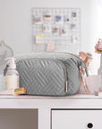BAGSMART Travel Makeup Bag, Cosmetic Bag Make Up Organizer Case,Large Wide-open Pouch for Women Purse for Toiletries Accessories Brushes