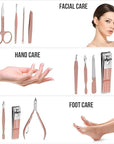 FAMILIFE Manicure Set, Professional Nail Kit Stainless Steel Nail Clipper Set, 13PCS Beauty Tools Manicure Kit Pedicure Tools, with Portable Pink Leather Travel Case for Her