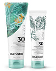 Badger Mineral Daily and Face Sunscreen Combo, SPF 30 Lightweight Organic Mineral Sunscreens with Zinc Oxide, Hydrating Everyday Sunscreen Lotions for Face & Body, Vegan & Unscented, 2-Pack
