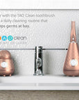 TAO Clean Ona Diamond Orbital Facial Brush and Cleansing Station, Electric Face Cleansing Brush with Ergonomic Handle, Dual Speed Settings, Rose Gold
