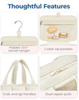 BAGSMART Travel Toiletry Bag with Jewelry Organizer, Hanging Travel Bag for Toiletries, Puffy Makeup Cosmetic Bag Organizer, Carry-on Travel Accessories Essentials, Camel-L