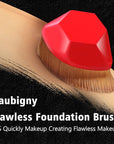 Foundation Brush, Daubigny Perfect Makeup Brush for Face Blush Liquid Powder Foundation Brush for Blending Liquid, Cream or Flawless Powder Cosmetics with Protective Case (Red)