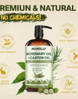 Rosemary Castor Oil for Hair Growth 16oz - 100% Pure Rosemary Oil with Castor Oil, Blend of Effective Hair Oils For Hair Growth, Hydration Scalp, Reduce Loss & Split Ends